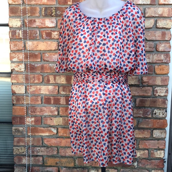 Umgee red & blue heart pattern sleeveless dress - Picture 1 of 6